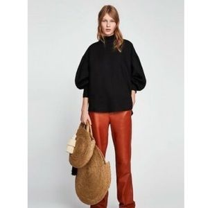 Zara Voluminous Black Linen Top